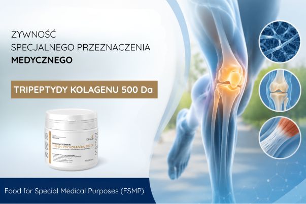 Tripeptydy kolagenowe 500 Da z witaminą C – żywność specjalnego przeznaczenia medycznego dla osób po operacjach ortopedycznych i w okresie rekonwalescencji układu ruchu